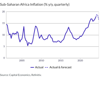 Sub-Saharan Africa Inflation (% y/y, quarterly)