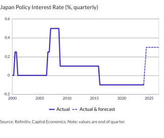 Japan Policy Interest Rate (%, quarterly)