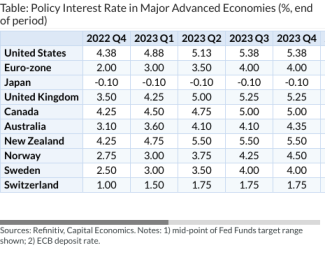 Table: Policy Interest Rate in Major Advanced Economies (%, end of period)