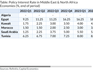 Table: Policy Interest Rate in Middle East & North Africa Economies (%, end of period)