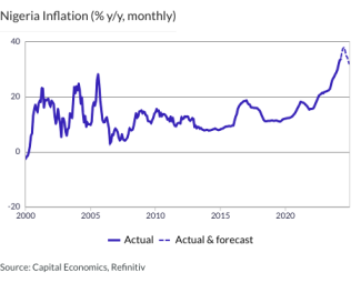 Nigeria Inflation (% y/y, monthly)