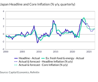 Japan Headline and Core Inflation (% y/y, quarterly)