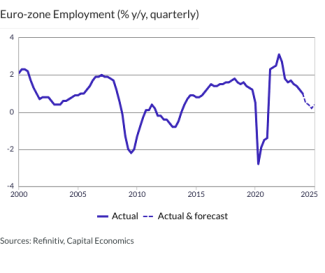 Euro-zone Employment (% y/y, quarterly)