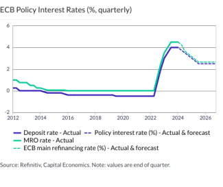 ECB Policy Interest Rates (%, quarterly)