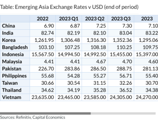 Table: Emerging Asia Exchange Rates v USD (end of period)