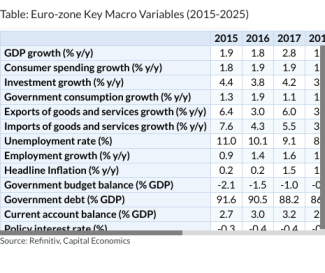 Table: Euro-zone Key Macro Variables (2015-2025)