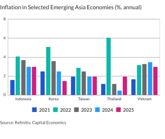 Inflation in Selected Emerging Asia Economies (%, annual)