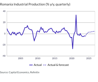 Romania Industrial Production (% y/y, quarterly)