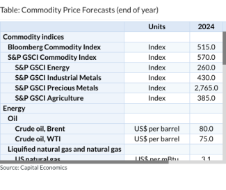 Table: Commodity Price Forecasts (end of year)