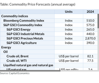 Table: Commodity Price Forecasts (annual average)