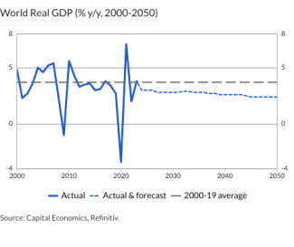 World Real GDP (% y/y, 2000-2050)