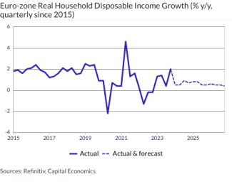 Euro-zone Real Household Disposable Income Growth (% y/y, quarterly since 2015)