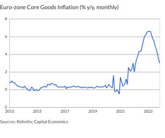 Euro-zone Core Goods Inflation (% y/y, monthly)